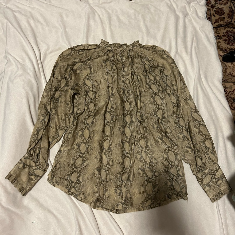 Jonathan Simkhai Python Rue Ruched Front Blouse M… - image 5